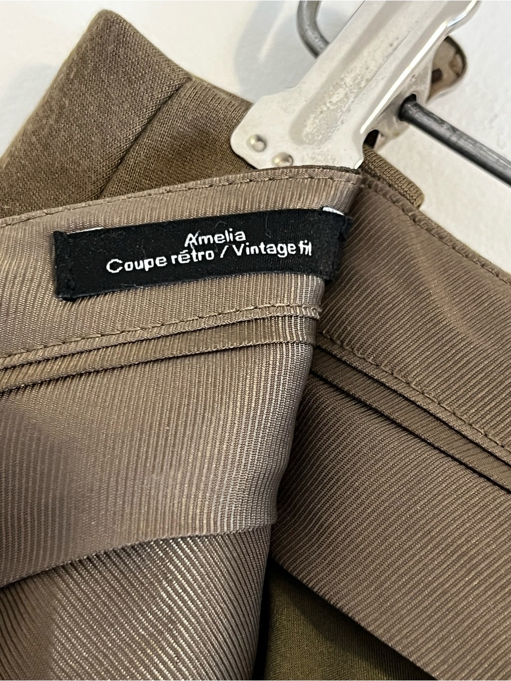 Frank And Oak Amelia Retro Trousers High Rise Tapered Pleated Ankle Pants Taupe - Picture 9 of 9